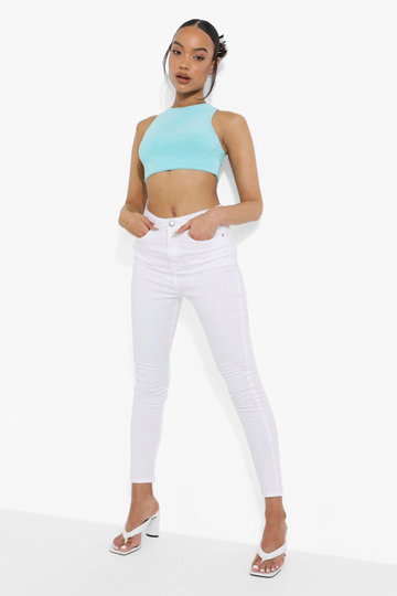Skinny Jeans Med Hög Midja, White