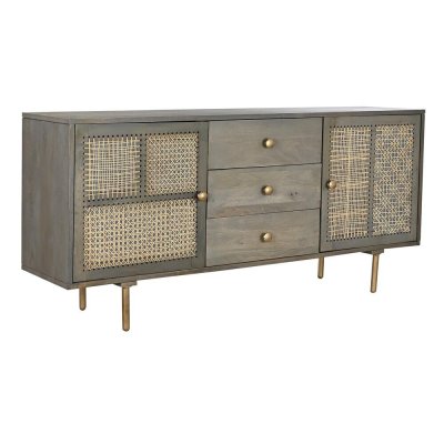Skänk DKD Home Decor Naturell Grå MDF Mangoträ (160 x 40 x 75 cm)