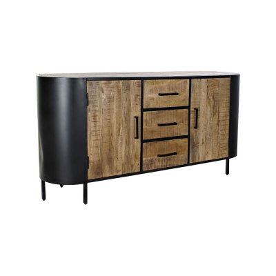 Skänk DKD Home Decor Naturell Svart Metall Mangoträ (166 x 42 x 81,5 cm)