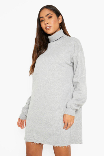 Sweatshirtklänning Med Polokrage, Grey