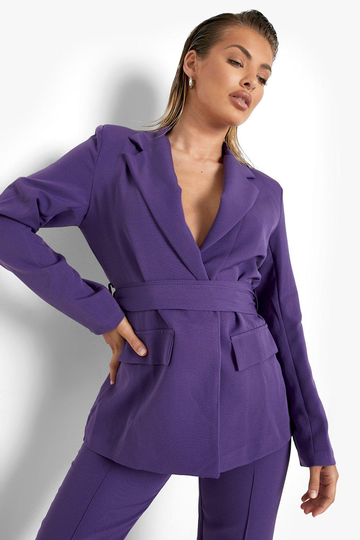 Figurnära Kavaj Med Knytdetalj, Purple