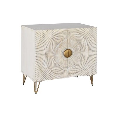 Skänk DKD Home Decor Gyllene Metall Vit Mangoträ (81 x 45 x 75 cm)