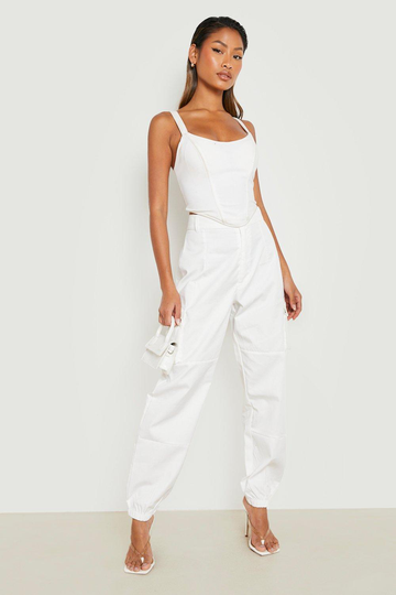 Cargobyxor Med Fickor Och Hög Midja, White