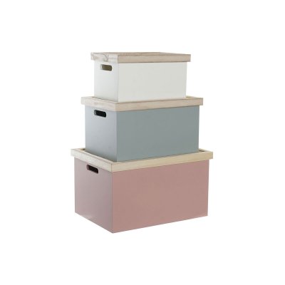 Uppsättning med Dekorativa Lådor DKD Home Decor Naturell MDF vide (42 x 31 x 24 cm)