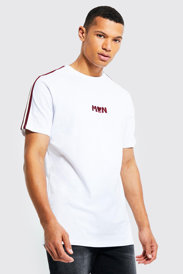 Tall - Man T-Shirt I Slim Fit Med Kantband, White