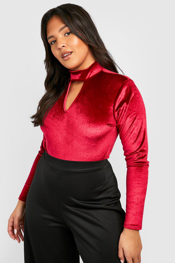 Plus - Body I Sammet Med Cut-Out, Red