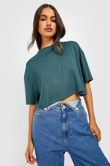 Kort T-Shirt Med Låg Axelsöm, Green