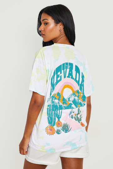 Tall - Nevada Batikmönstrad T-Shirt Med Tryck Bak, Yellow