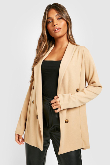 Basic Kavaj I Jersey Med Ledig Passform, Beige