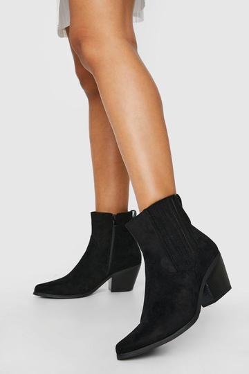 Cowboyboots Med Ribbade Paneler, Black
