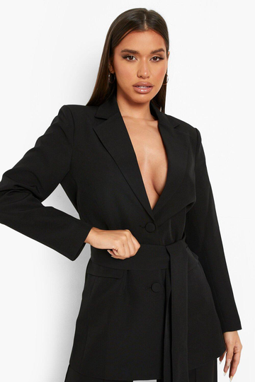 Kavaj Med Knytdetalj, Black
