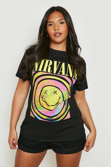 Plus - Nirvana T-Shirt Med Smiley, Black