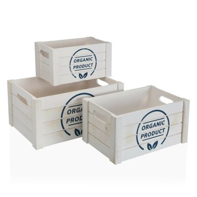 Uppsättning med Dekorativa Lådor Versa Organic Trä (25 x 17 x 35 cm) (3 pcs)
