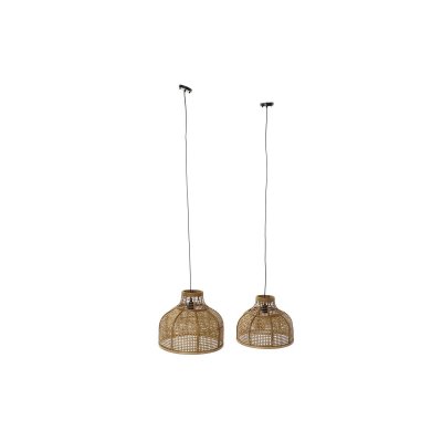 Taklampa DKD Home Decor Brun Rattan 50 W (46 x 46 x 39 cm) (2 antal)