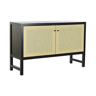 Skänk DKD Home Decor Svart Gran Naturell Rattan (120 x 38 x 76 cm)