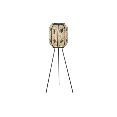 Golvlampa DKD Home Decor Blomster Svart Metall Brun Rattan Tropiskt (30 x 30 x 116 cm)
