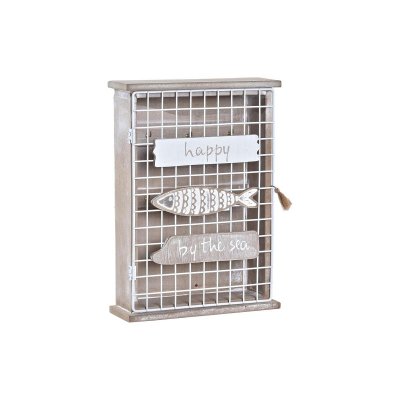 Nyckelskåp DKD Home Decor Metall Trä Vit (20 x 6 x 28 cm)
