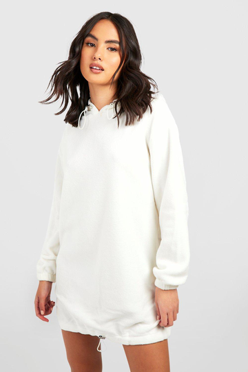 Sweatshirtklänning Med Huva, White