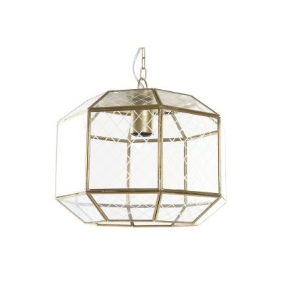 Taklampa DKD Home Decor Glas Gyllene Mässing 50 W (30 x 30 x 22 cm)