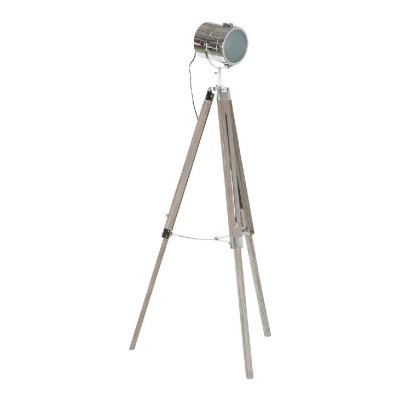 Golvlampa DKD Home Decor Metall Trä Silver Ljusbrun Tripod (66 x 66 x 142 cm)