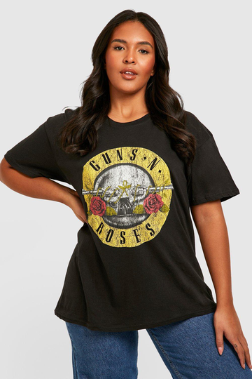 Plus Guns N Roses T-Shirt Med Tryck, Black