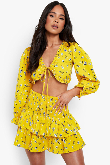 Petite Mönstrat Set Med Smock, Yellow