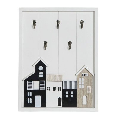 Nyckelkrok DKD Home Decor Svart Trä MDF Vit (30 x 4 x 40 cm)