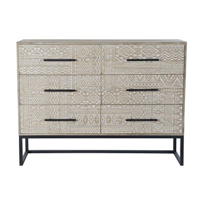 Kommod DKD Home Decor Gran Naturell Svart Metall MDF (107 x 35 x 80 cm)