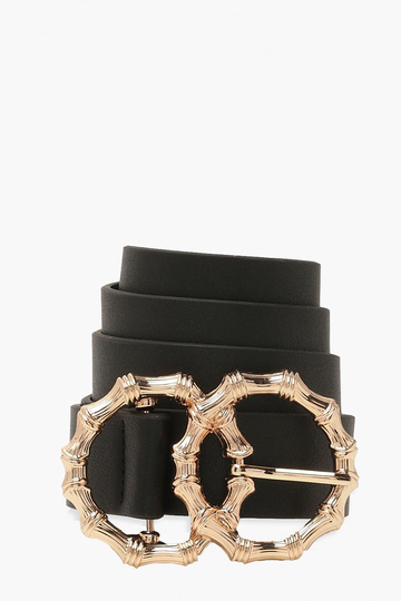 Bälte Med Spänne Med Dubbla Ringar Och Bambueffekt, Black