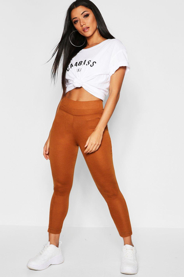 Basic Leggings Med Hög Midja, Beige