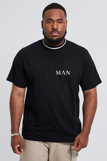 Plus Man T-Shirt Med Muddar, Black