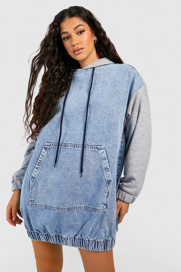 Jeansklänning Med Huva