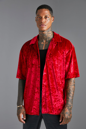 Oversized Skjorta I Sammet, Red
