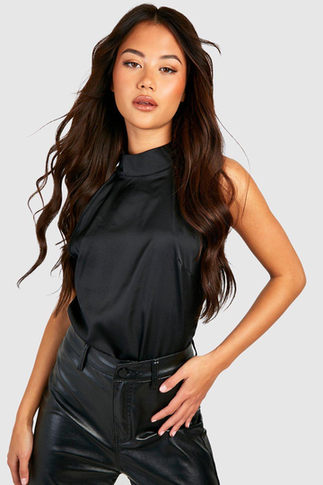 Body I Satin Med Hög Hals, Black
