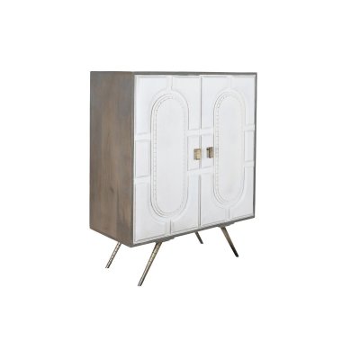 Skänk DKD Home Decor Grå Gyllene Vit Mässing Mangoträ (93 x 41 x 114 cm)