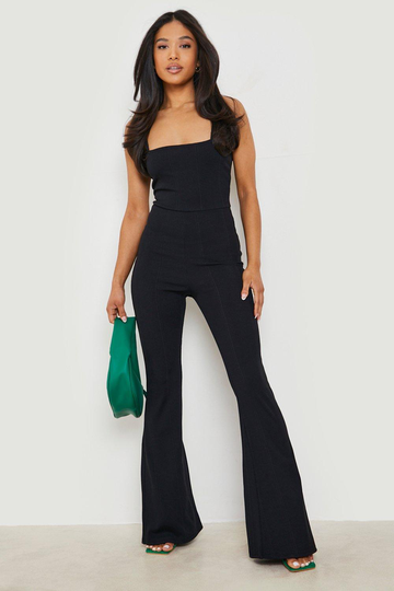 Petite - Jumpsuit Med Utsvängda Ben, Black