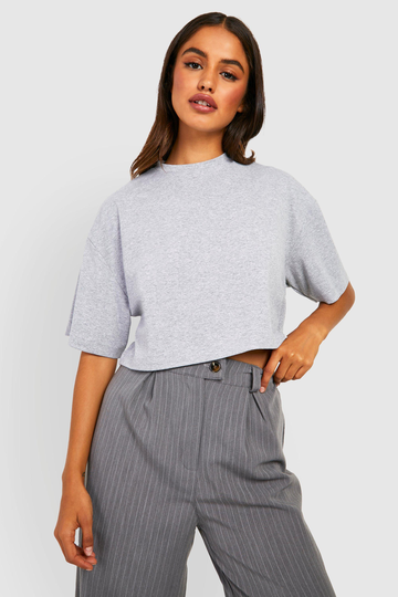 Kort T-Shirt Med Låg Axelsöm, Grey