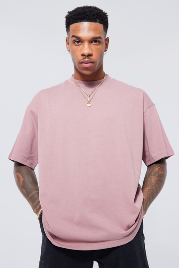 Oversize T-Shirt Med Hög Halsmudd, Purple