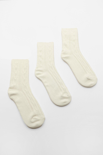 Kabelstickade Strumpor (3-Pack), White
