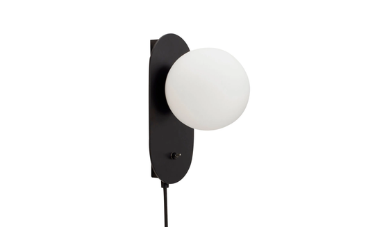 VÄGGLAMPA Metall Svart/Opal