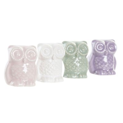 Dörrhandtag DKD Home Decor 4 antal Uggla Metall Stengods (4 x 4 x 5 cm)