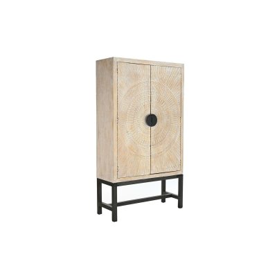 Skåp DKD Home Decor Svart Gyllene Vit Järn Mangoträ (107 x 42 x 189 cm)