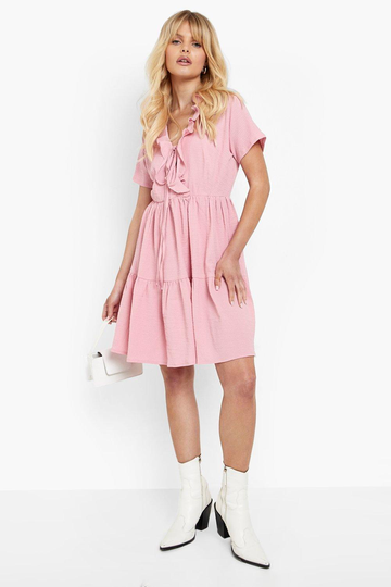 Skaterklänning Med Volanger Och Struktur, Pink