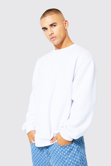 Basic Oversize Sweatshirt Med Rund Hals, White