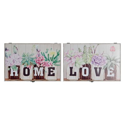 Nyckelskåp DKD Home Decor Virágok Trä MDF (2 pcs) (46 x 6 x 32 cm)