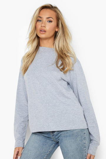 Basic Långärmad T-Shirt, Grey
