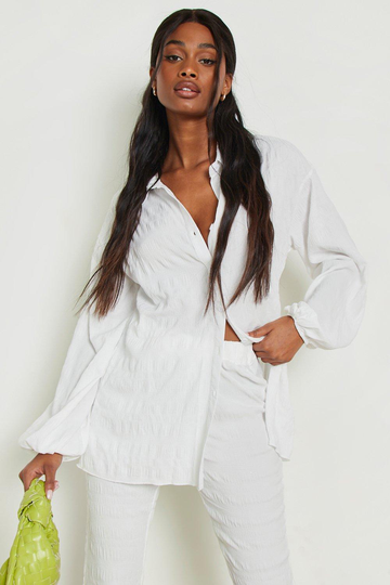 Premium Oversize Skjorta Med Struktur, White