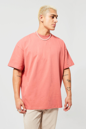 Oversize T-Shirt I Tjockt Tyg Med Hög Halsmudd