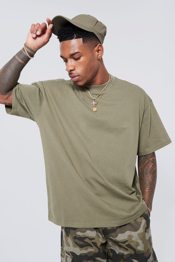Oversize T-Shirt Med Hög Halsmudd, Green
