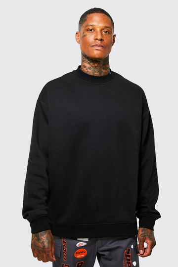 Oversize Sweatshirt Med Hög Halsmudd, Black